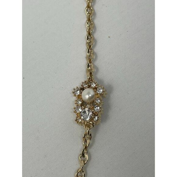 CHARTER CLUB Gold-Tone Crystal Filigree & Imitation Pearl Necklace Long - Picture 4 of 6